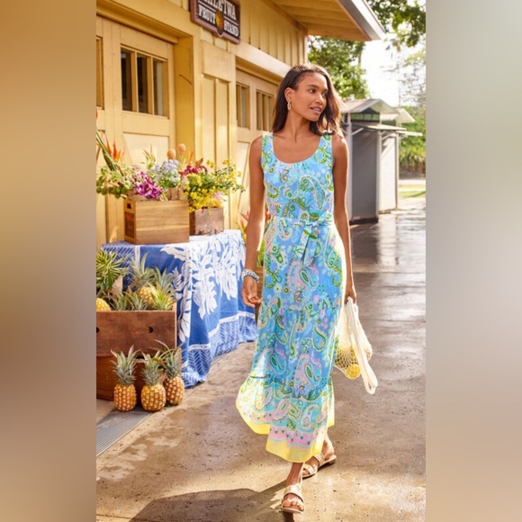 Talbots Dress Women’s 2 Voile Midi Dress Paisley Easter Pastel Floral - Picture 2 of 11